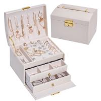 Multifunctional Jewelry Box, PU Leather, Rectangle, three layers 