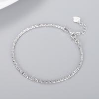 Sterling Silver Chain Bracelet, 925 Sterling Silver, with 1.18 lnch extender chain, plated, for woman Approx 6.3 Inch 