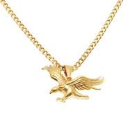 Stainless Steel Sweater Chain Necklace, eagle, gold color plated, for man Approx 23.62 Inch 