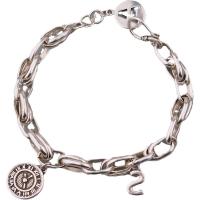 Brass Bracelets, silver color plated, for woman Approx 8.67 Inch 