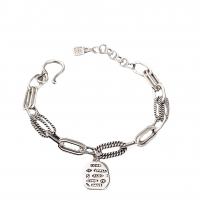 Brass Bracelets, silver color plated, for woman Approx 7.48 Inch 