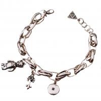 Bracelets en laiton, Placage de couleur argentée, pour femme & avec strass Environ 8.27 pouce, Vendu par PC