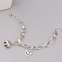 Brass Bracelets, silver color plated, for woman Approx 7.87 Inch 