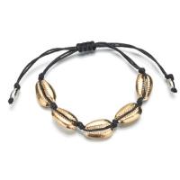 Fashion Zinc Alloy Bracelets, with Wax Cord, Shell, plated, Adjustable Approx 12-28 cm 