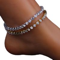 Zinc Alloy Anklet, with 1.96 lnch extender chain, plated, with rhinestone Approx 8.66 Inch 