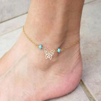Zinc Alloy Anklet, with turquoise, with 1.96 lnch extender chain, plated, for woman Approx 8.66 Inch 