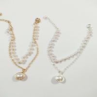 Zinc Alloy Pearl Bracelets, with Plastic Pearl, plated, Double Layer & for woman Approx 7.08 Inch 
