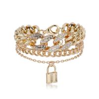 Zinc Alloy Rhinestone Bracelets, with 1.96lnch extender chain, plated, for woman & with rhinestone & multi-strand Approx 6.3 Inch 