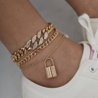 Zinc Alloy Anklet, with 1.96 lnch extender chain, plated, 3 pieces & for woman & with rhinestone Approx 8.6 Inch 