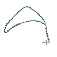 Rosary Necklace, Green Agate, with Zinc Alloy, Unisex, green, 6mm Inch 