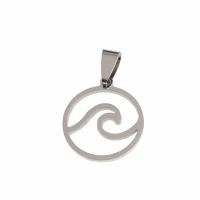 Stainless Steel Pendants, Titanium Steel, Round, polished, Unisex, silver color 