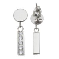 Stainless Steel Drop Earring, fashion jewelry & with rhinestone, original color, 20mm 