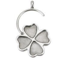 Stainless Steel Pendant Setting, Four Leaf Clover, fashion jewelry, original color Approx 3mm 