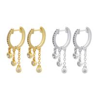 Huggie Hoop Drop Earring, laiton, Placage, pavé de micro zircon & pour femme, plus de couleurs à choisir Vendu par paire