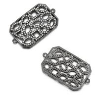 Cubic Zirconia Micro Pave Brass Connector, plated, micro pave cubic zirconia & hollow 
