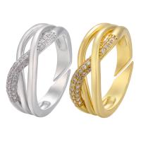 Cubic Zirconia Micro Pave Brass Finger Ring, plated, micro pave cubic zirconia & hollow 7.8mm, Inner Approx 17mm 