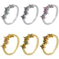 Cubic Zirconia Micro Pave Brass Finger Ring, plated, Adjustable & micro pave cubic zirconia 8.5mm, Inner Approx 17mm 
