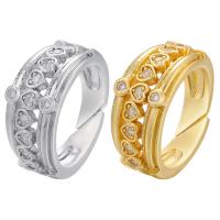 Cubic Zirconia Micro Pave Brass Finger Ring, plated, Adjustable & micro pave cubic zirconia 9.3mm, Inner Approx 17mm 