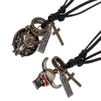 PU шнур ожерелье, цинковый сплав, с Искусственная кожа, Регулируемый & Мужская & разные стили для выбора, 68-75cm,0.3cm, продается PC