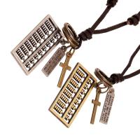 PU -Schnur-Halskette, Zinklegierung, mit PU Leder, Abakus,Rechenbrett, Einstellbar & unisex, keine, 44-47cm,0.4cm, verkauft von PC