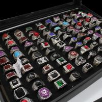 Emaille Zink Legierung Finger Ring, Zinklegierung, mit Naturstein & Glas & Harz & Emaille, unisex, gemischte Farben, 20x20x3mm, 100PCs/Box, verkauft von Box