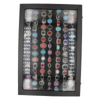 Glas Zink Legierung Fingerring, Zinklegierung, mit Naturstein & Glas & Harz & Emaille, Ringform, unisex, gemischte Farben, 20x20x3mm, 100PCs/Box, verkauft von Box