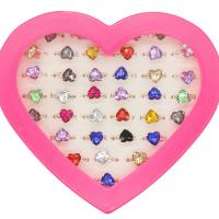 Anillo de dedo de aleación de Zinc, para mujer & con diamantes de imitación, multicolor, 21x19x5mm, 36PCs/Caja, Vendido por Caja