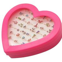 Anillo de dedo de aleación de Zinc, para mujer & con diamantes de imitación, color mixto, 21x19x15mm, 36PCs/Caja, Vendido por Caja