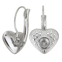 Stainless Steel Lever Back Earring Component, Heart, fashion jewelry & for woman, original color 4mm 