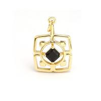 Cubic Zirconia Brass Pendants, 18K gold plated, micro pave cubic zirconia & hollow 