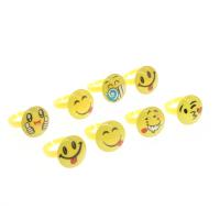 Kinder Finger Ring, Acryl, Lächelndes Gesichte, für Kinder, gelb, 200x200x30mm, 100PCs/Tasche, verkauft von Tasche