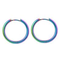 Edelstahl Hoop Ohrringe, rund, plattiert, unisex, farbenfroh, 24x2.5mm, 100PaarePärchen/Tasche, verkauft von Tasche