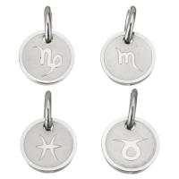 Stainless Steel Pendants, Round, Zodiac symbols jewelry & DIY original color Approx 6mm 