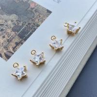 Cubic Zirconia Brass Pendants, Star, KC gold color plated, micro pave cubic zirconia, 8mm 