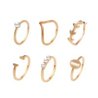 Zinc Alloy Ring Set, with Plastic Pearl, 6 pieces & fashion jewelry & for woman 