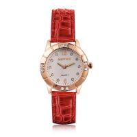 Women Wrist Watch, Zinc Alloy, with PU Leather & Glass, fashion jewelry & for woman & with rhinestone 