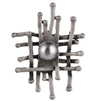 Bijoux broche en Zinc alliage , alliage de zinc, avec perle, Placage, pour femme, gris Vendu par PC