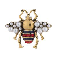 Bijoux broche en Zinc alliage , alliage de zinc, avec perle, abeille, Placage, pour femme & avec strass, couleurs mélangées Vendu par PC