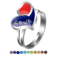 Mood Finger Ring, Zinc Alloy, Heart, Adjustable & Mood Enamel & for woman, mixed colors 