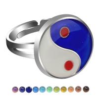 Mood Finger Ring, Zinc Alloy, plated, Adjustable & Mood Enamel & for woman, mixed colors, 16.8mm 