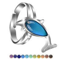 Mood Finger Ring, Zinc Alloy, plated, Adjustable & Mood Enamel & Unisex, mixed colors 