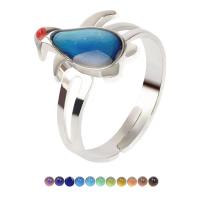 Mood Finger Ring, Zinc Alloy, Penguin, plated, Adjustable & Mood Enamel & for woman, mixed colors 