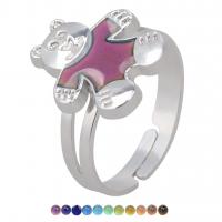 Mood Finger Ring, Zinc Alloy, Bear, plated, Adjustable & Mood Enamel & for woman, mixed colors 