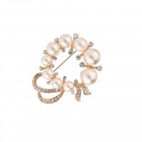 Bijoux broche en Zinc alliage , alliage de zinc, avec perle, Placage, pour femme & avec strass, doré Vendu par PC
