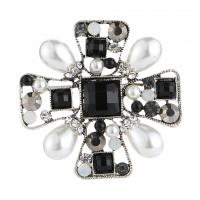 Bijoux broche en Zinc alliage , alliage de zinc, avec perle, Placage, pour femme & avec strass, noire Vendu par PC