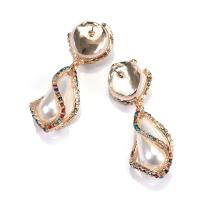 Zink Legierung Strass Tropfen Ohrring, Zinklegierung, mit Perlen, plattiert, für Frau & mit Strass, gemischte Farben, 20x60mm, verkauft von PC