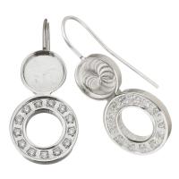 Stainless Steel Earring Drop Component, fashion jewelry & DIY & with rhinestone, original color 8mm 