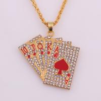 Zinc Alloy Sweater Chain Necklace, Poker, plated & enamel & with rhinestone Approx 23.62 Inch 