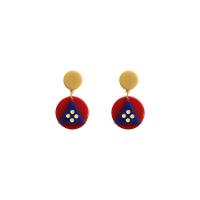 Resin Drop Earring, gold color plated & for woman, mixed colors 