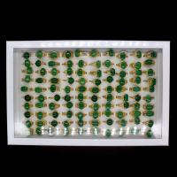 Grün Achat Finger Ring, Zinklegierung, mit Grüner Achat, Einstellbar & unisex, gemischte Farben, 20x20x3mm, 100PCs/Box, verkauft von Box